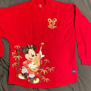 Disney Lunar New Year 2025 Red  Long Sleeve Tee with Mickey Mouse Runs big